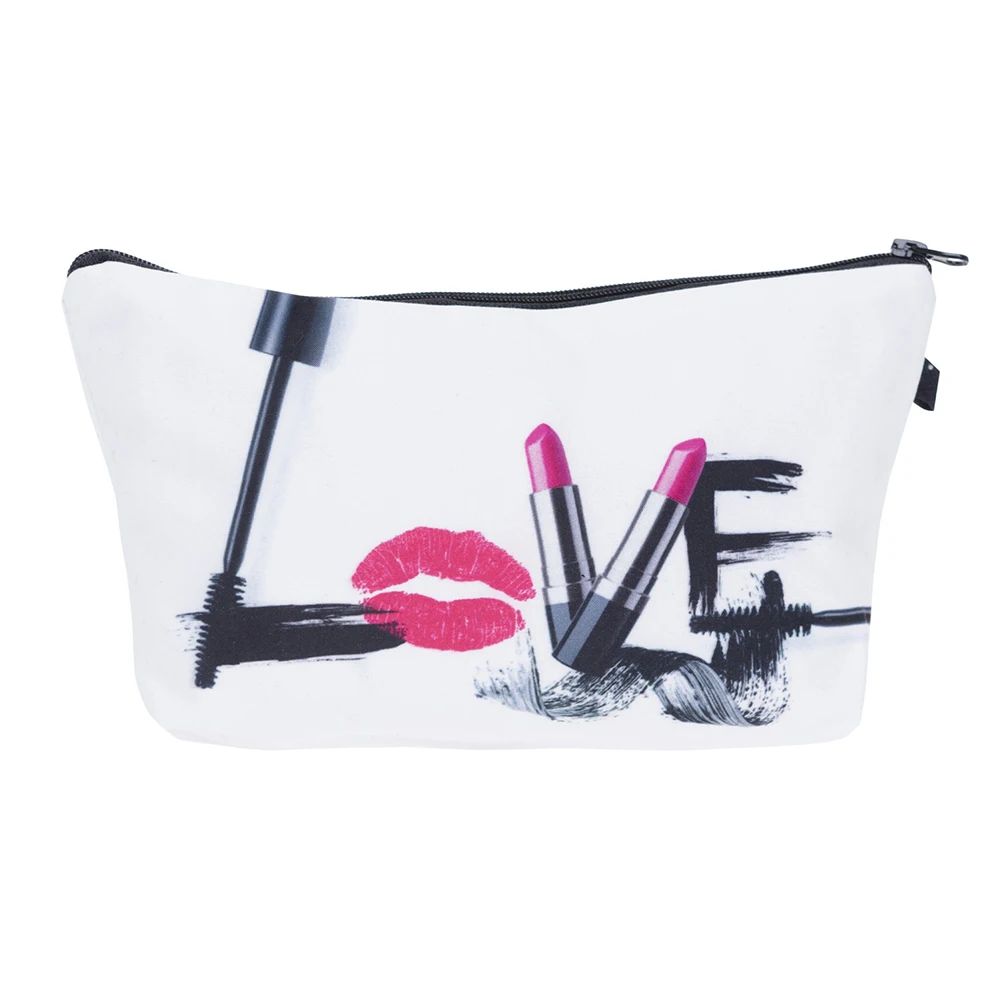 

Women Lashes white 3D Printing simple makeup bag neceser Cosmetic case Eyelash Letter Cosmetic Bag Portable Storage Bag