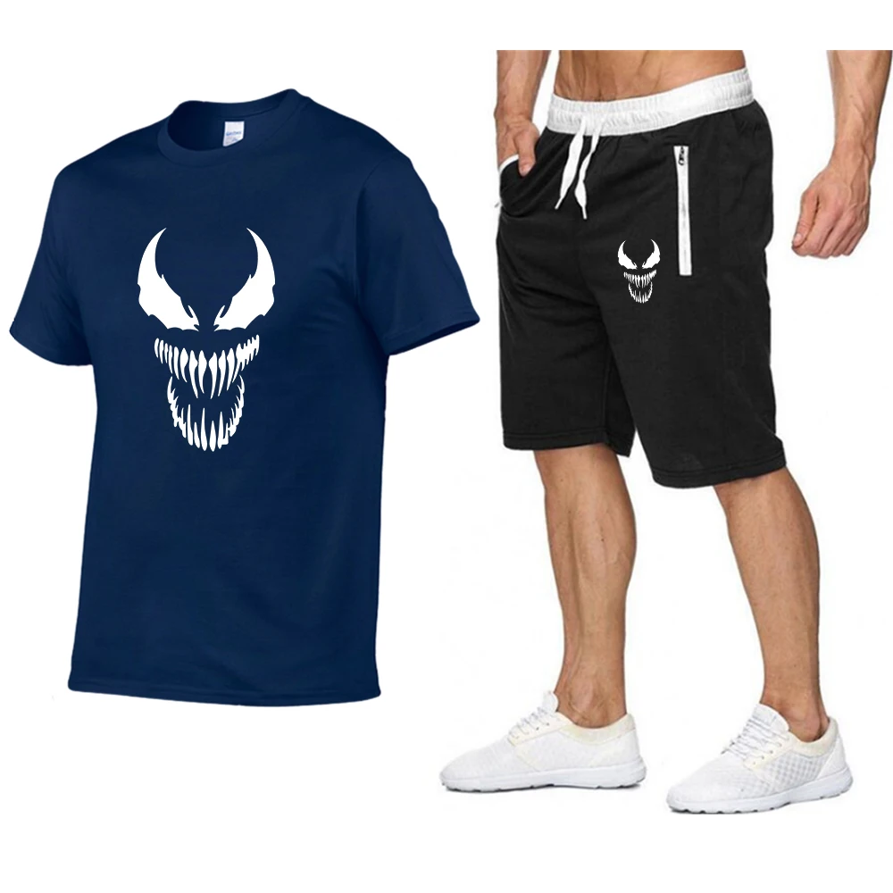 

Men's T-shirt and Shorts Sets Casual Two Piece Tracksuit Fitness T-shirt Hot Sale Summer 2021