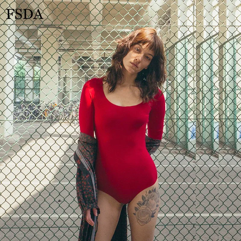 FSDA с круглым вырезом и длинным рукавом Женский Повседневный обтягивающий костюм
