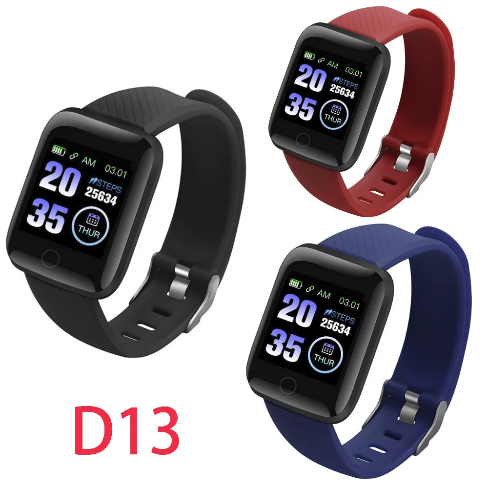 Умные часы D13 Fitness Tracker Smartband Activity Wristband с Bluetooth-совместимостью и браслетом 116 Plus с монитором сердечного ритма.