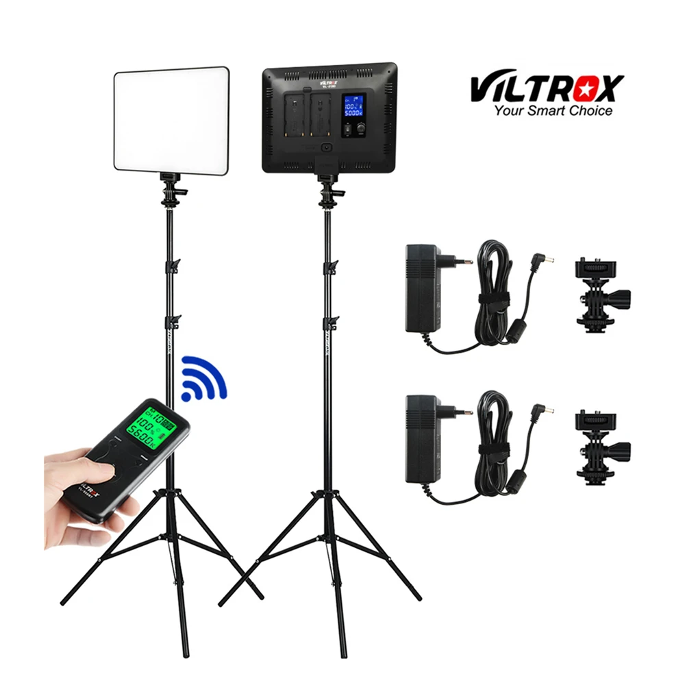 VILROX 3/2 шт VL-200T двухцветный Диммируемый беспроводной дистанционный светодиодный светильник для видеосъемки, панельный светильник, комплект+ 7" светильник, подставка для студийной съемки