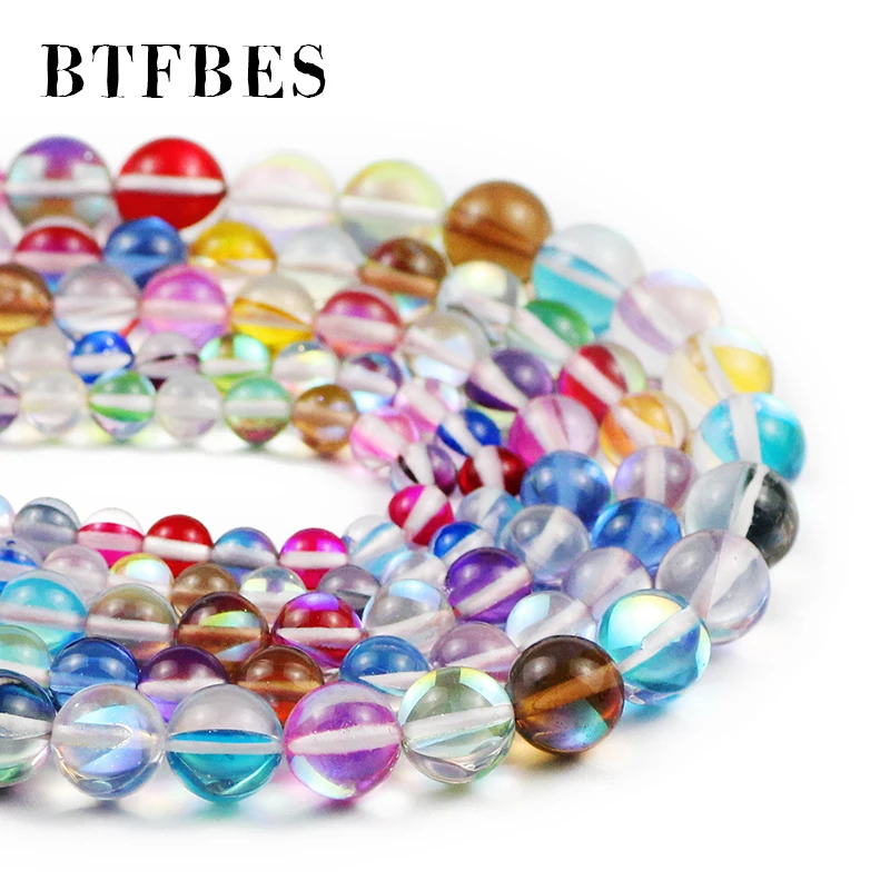 Многоцветный Лабрадорит бусины гладкая синтетическая флэш камень Круглые для