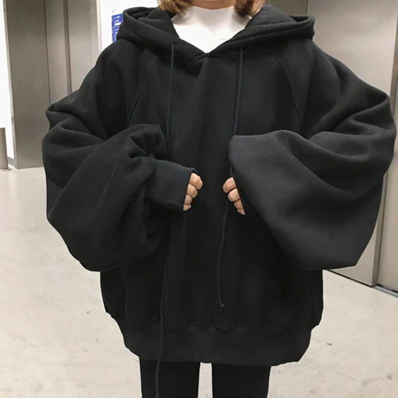 

Hoodies Women Plus Velvet Warm Hooded Harajuku Korean Style High Quality Womens All-match Trendy Sweatshirts Casual Loose Daily