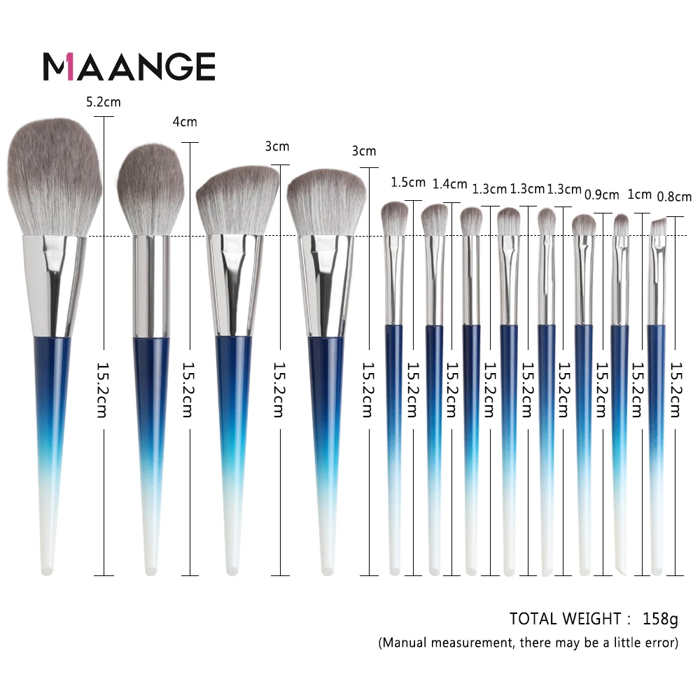 

MAANGE 12pcs High Quality Makeup Brushes Set Large Loose Powder Foundation Highlight Contour EyeShadow Eyebrow Soft Hair Brushes