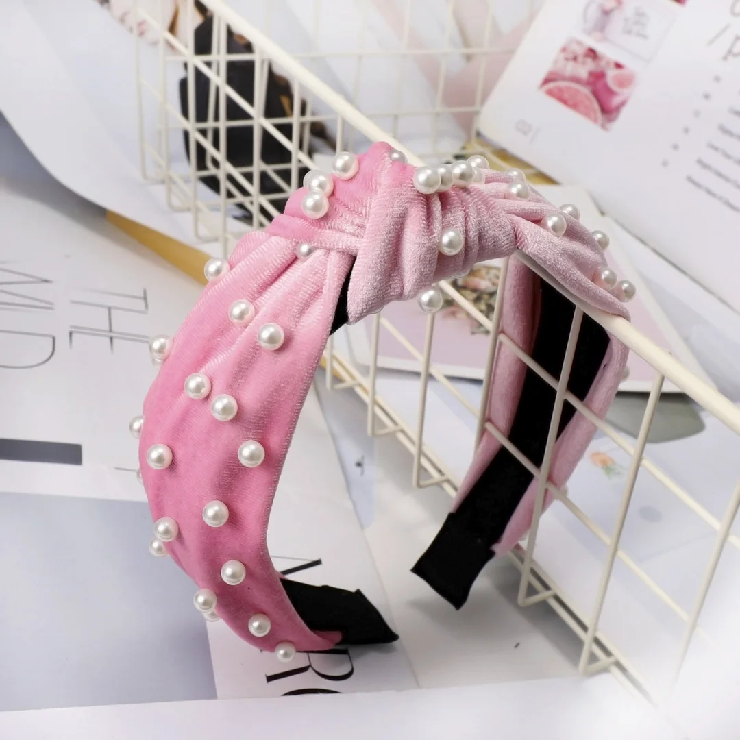 Специальный дизайн широкий бархатный узел Жемчужная Повязка в испанском стиле