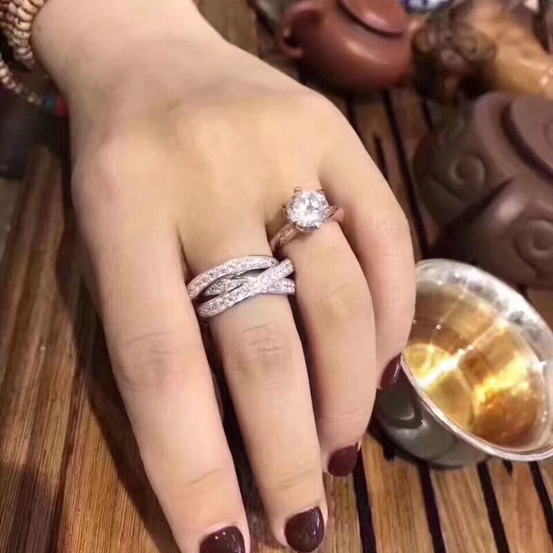 Роскошное Женское Обручальное кольцо с 3 полосами покрытое розовым/белым золотом