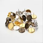 Металлические серьги-гвоздики с покрытием 8 цветов, подходят для стеклянных кабошонов 6-20 мм, принадлежности для поделок, 20-50 шт., 68101214161820 мм