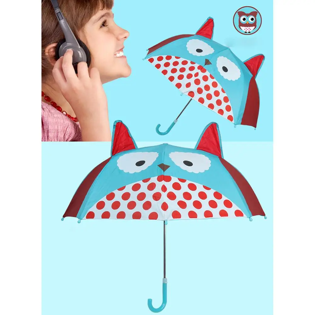 Милый мультяшный детский автоматический зонтик анимация с длинной ручкой 3D для