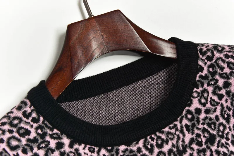 Модный женский трикотажный жаккардовый свитер с леопардовым принтом тигра и