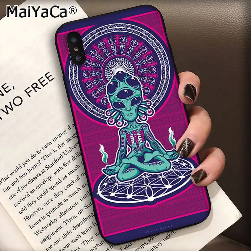 MaiYaCa Trippy Tie Dye Peace Alien силиконовый черный чехол для телефона для Apple iphone 11 pro 8 7 66S Plus X XS MAX 5S SE XR чехол s