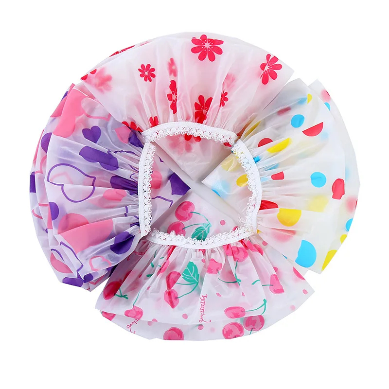 

Waterproof Shower Cap Thickened Waterproof And Oil Fume Hat High-grade Frosted Printed Lace Spa Shower Cap Hair Coloring Caps