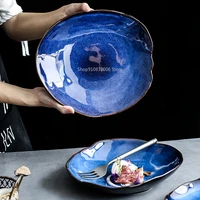 nordic ceramic food dish plate household pottery irregular salad platter dinnerware