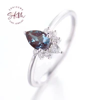 skm flower rings 14k white gold vintage alexandrite rings for women engagement rings designer anniversary luxury fine jewelry