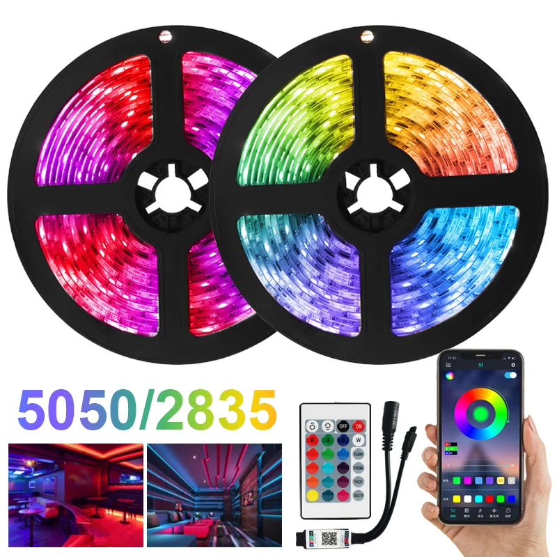 

WiFi Flexible Lamp Tape Ribbon Diode DC12V 5M 10M 15M 20M Color LED Strips Lights Bluetooth Iuces RGB 5050 SMD 2835 Waterproof