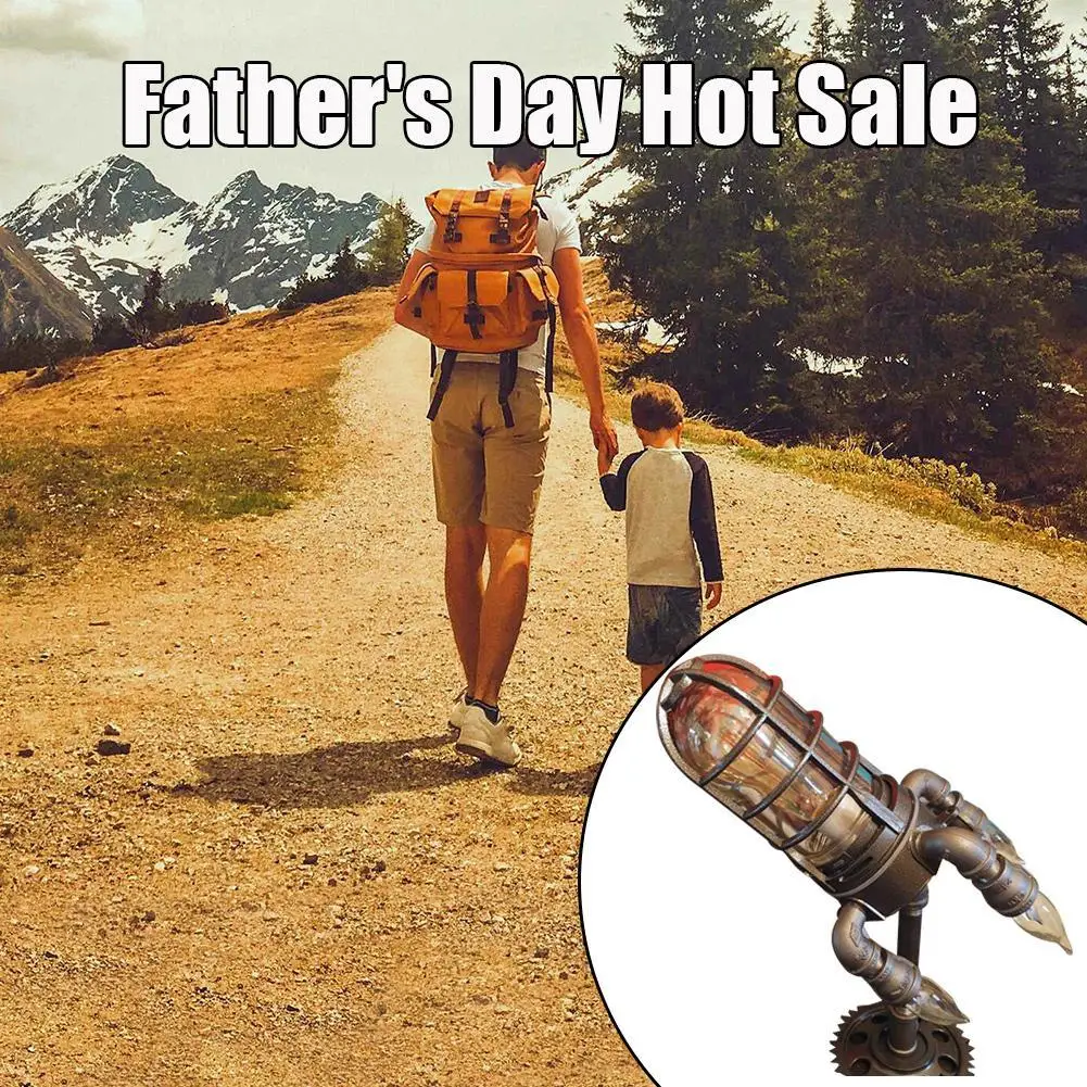 

Punk Style Rocket Night Lights Retro Metal Decoration Desktop Decor Lamp EU/US/AU/UK Plug For Father's Day Gift Steampunk