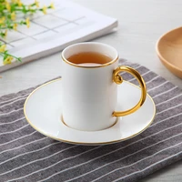 new bone china trumpet mini teacup cute cat tail coffee cup creative ceramic painted gold cups and saucers tea set cup tea set