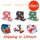 Маска унисекс, одноразовая, 3-слойная, дышащая, Рождественская, 10 шт.