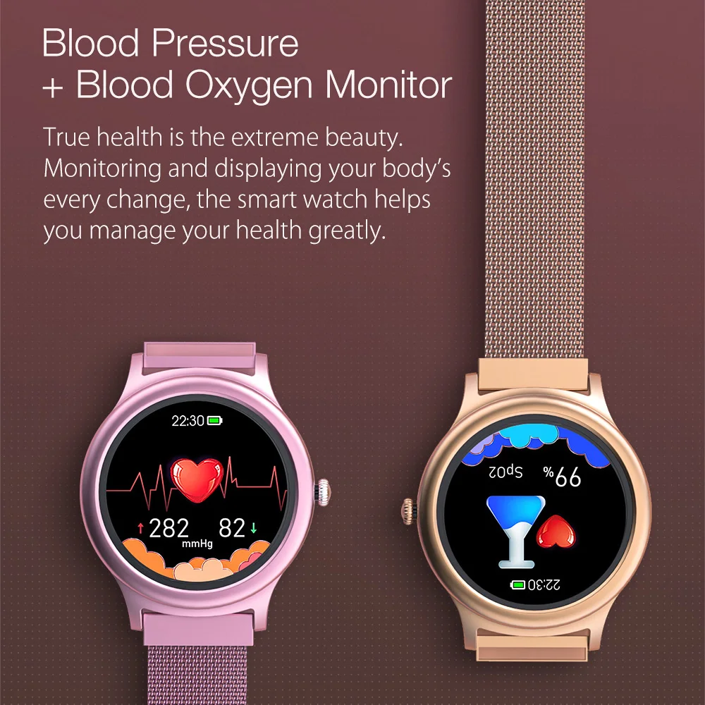 

BW-AH1 Smart Watch Full-touch HR Blood Pressure Monitor Sport Custom Wallpaper Weather Push Female Elegant Fashion