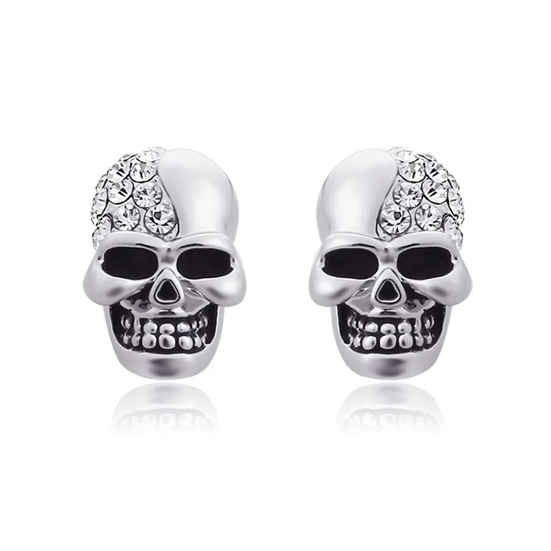 

Halloween Retro Handmade Fashion Skull Diamond-Studded Glossy Earrings, Female Jewelry, The Best Choice For Holiday Modern Gifts