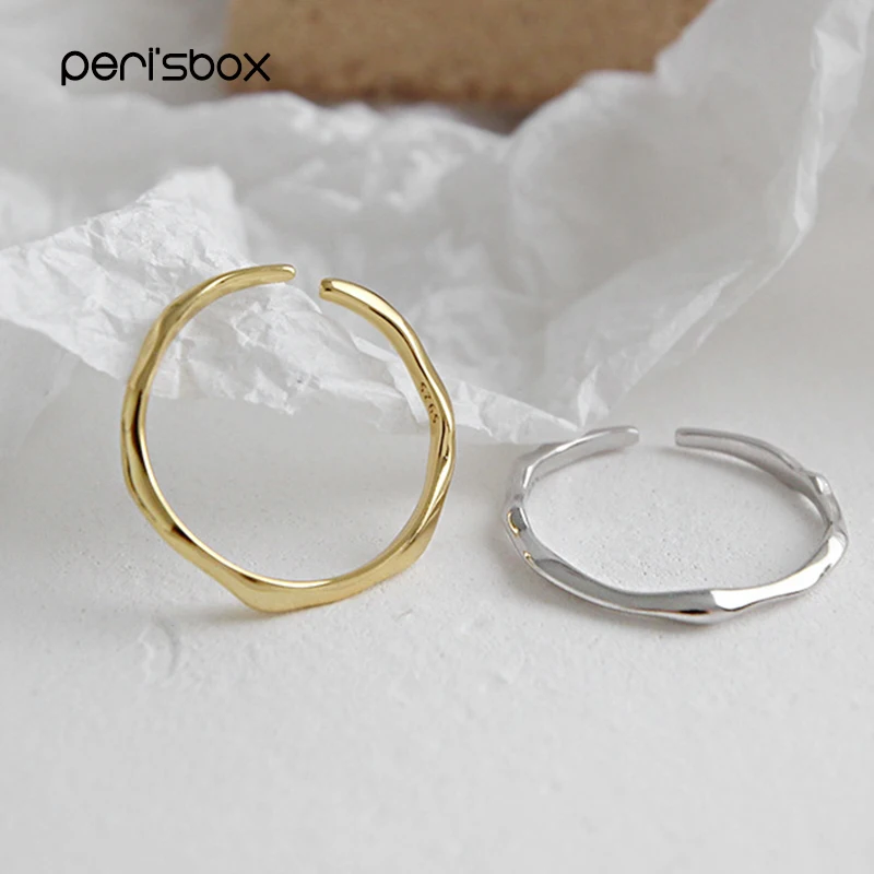 

Peri'sBox Gold Irregular Rings for Women and Men Adjustable 925 Sterling Silver Rings Elegant Minimalist Ring Everyday Jewelry