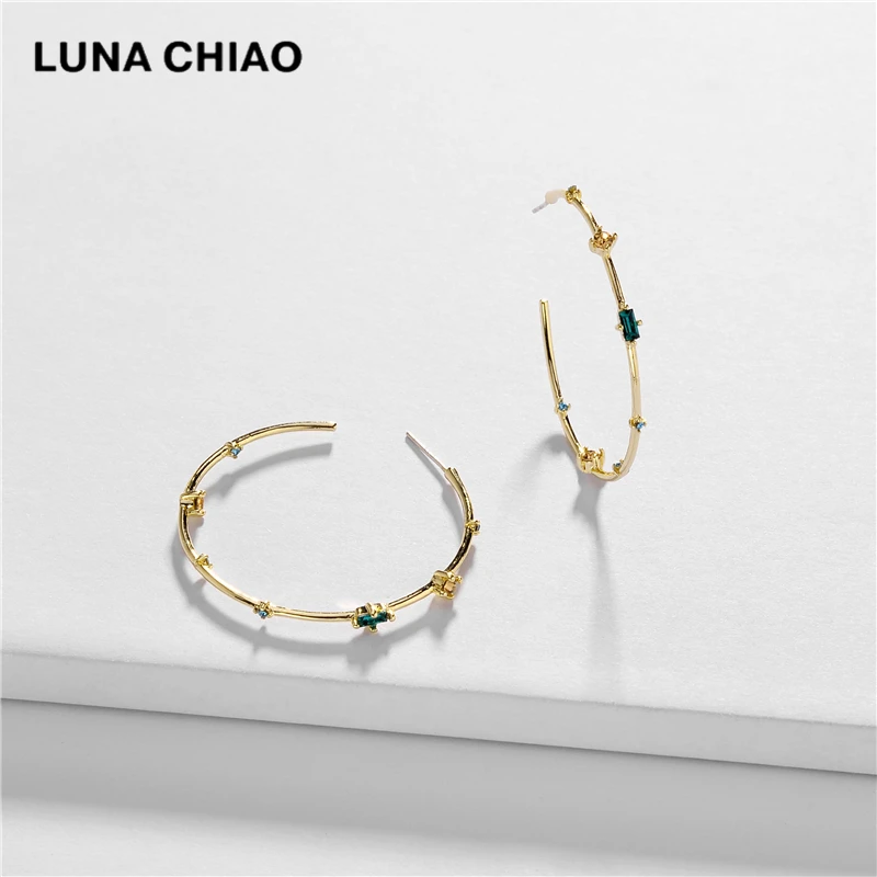 Женские серьги кольца LUNA CHIAO из хрустального стекла с подвеской