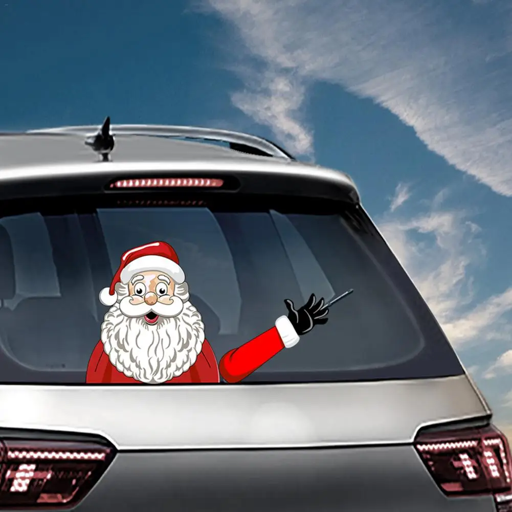 Рождественский развевающийся милый Санта Клаус стикер стеклоочистителя Съемный