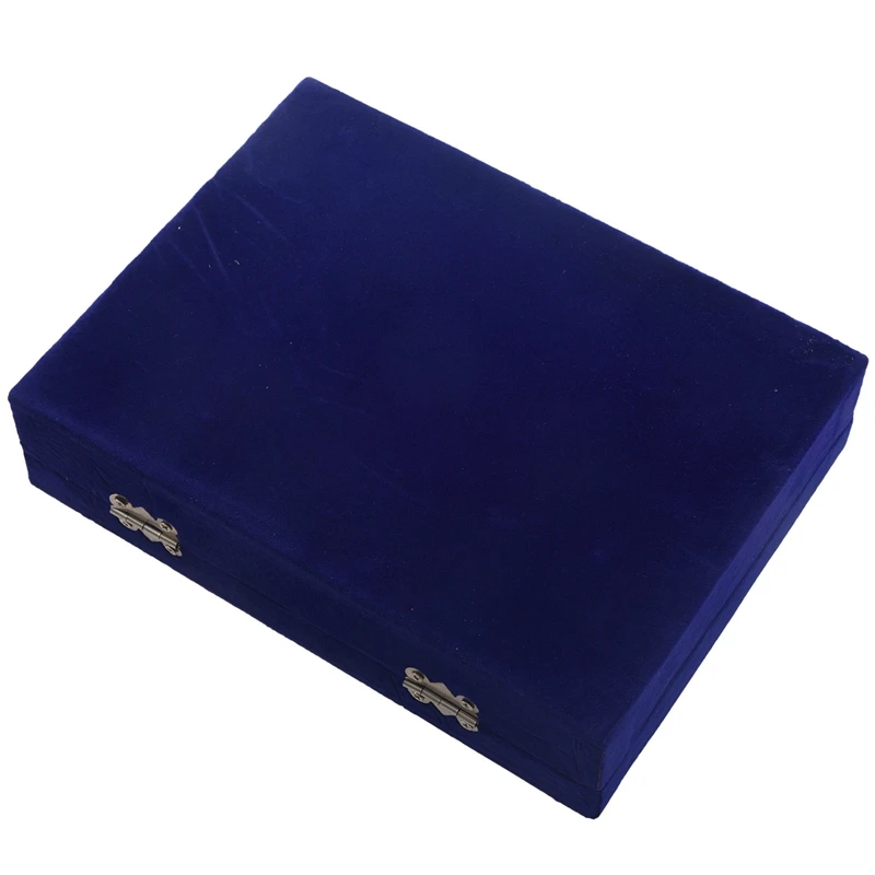 

2 Pcs Jewelry Box: 1 Pcs 24 Grid Display Box Jewelry Storage Blue & 1 Pcs Velvet Glass Jewelry Organizer Box Rose Red