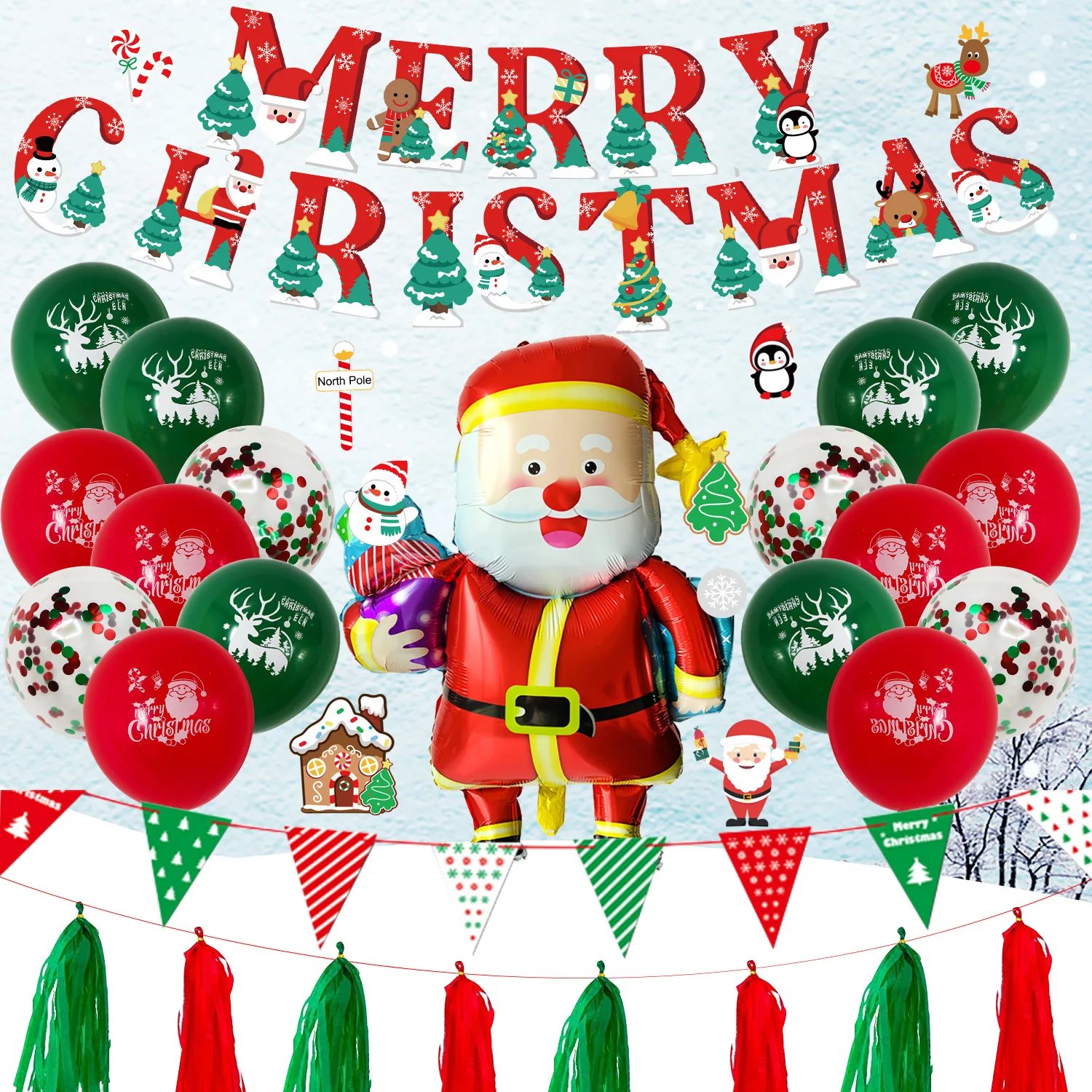 

1set Christmas Foil Latex Balloons Santa Claus Ballon Snowman Globos Xmas Deer Balloon Christmas Decorations for Home New Years