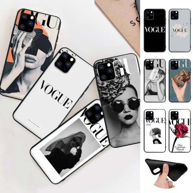 

Fashion Magazine VOGUE Black Silicone Phone Cover For Huawei P9 P10 P20 P30 P40 Lite Pro P Smart 2019 2020 Case