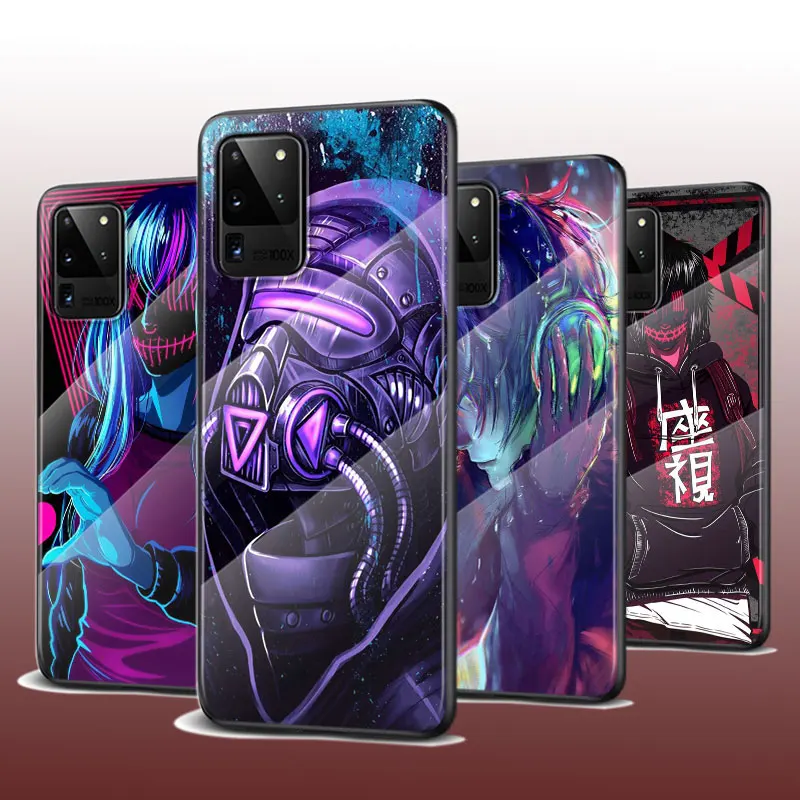 

Tempered Glass Cover Face mask style future For Samsung Galaxy S21 Ultra Plus 5G M51 M31 M21 Phone Case