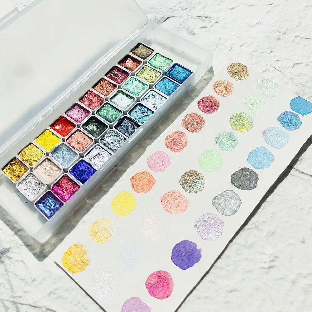 

30 Colors Watercolor Paints Metallic Pearl Water 2021 Color Drawing Watercolors Supplies Nail Handmade Art Pigment Pa Q7Y8