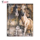 Полностью Квадратный бриллиант, 5D Вышивка крестиком бегущая лошадь полная круглая алмазная живопись Бриллиантовая мозаика с животным домашний декор