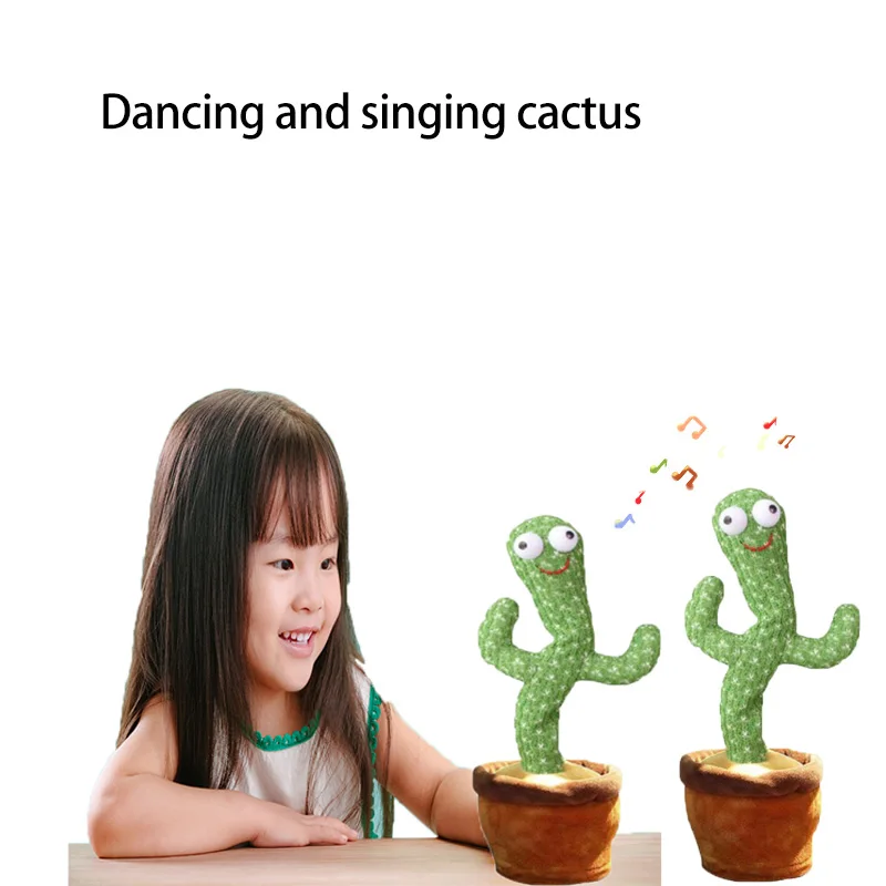 

Танцующий кактус, Электронная плюшевая игрушка, мягкая плюшевая кукла для малышей, рождественские подарки, кактус, который может петь и тан...