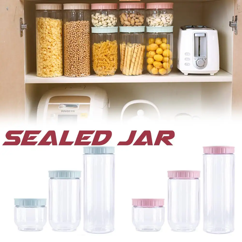 Прозрачная пластиковая герметичная банка бытовая для хранения молока порошка