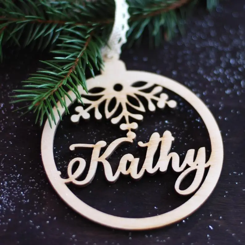 First Christmas bauble personalized Custom bauble laser cut names CHRISTMAS gift