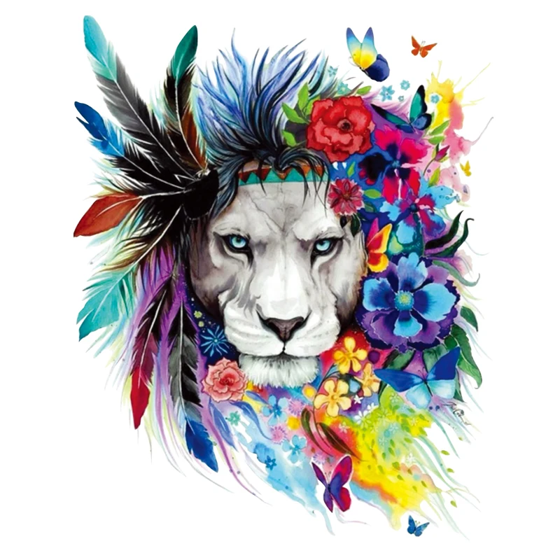 

Cool Feather Lion Stickers Iron On Decals Denim Parches Diy Washable Appliqued Non-Toxic Patches Heat Transfer Vinyl Stickers