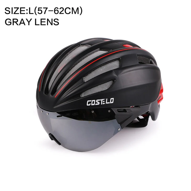 Costelo велосипедный шлем 4 цвета MTB Горный шоссейный велосипедный шлем Casco speed Airo RS Ciclismo очки Bicicleta - Цвет: Black L GRAY LEN