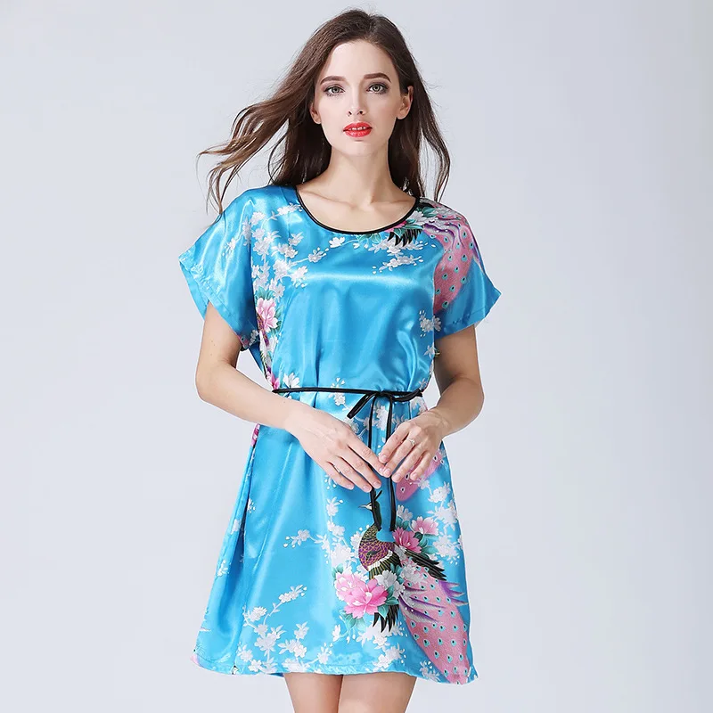 Style 12 Летняя новинка, китайский стиль, атласное платье, женская сексуальная свободная ночная рубашка, одежда для сна, винтажный халат, халат, платье размера плюс - Цвет: Style 12
