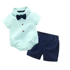 Комплекты одежды для маленьких мальчиков с коротким рукавом и шортами в полоску