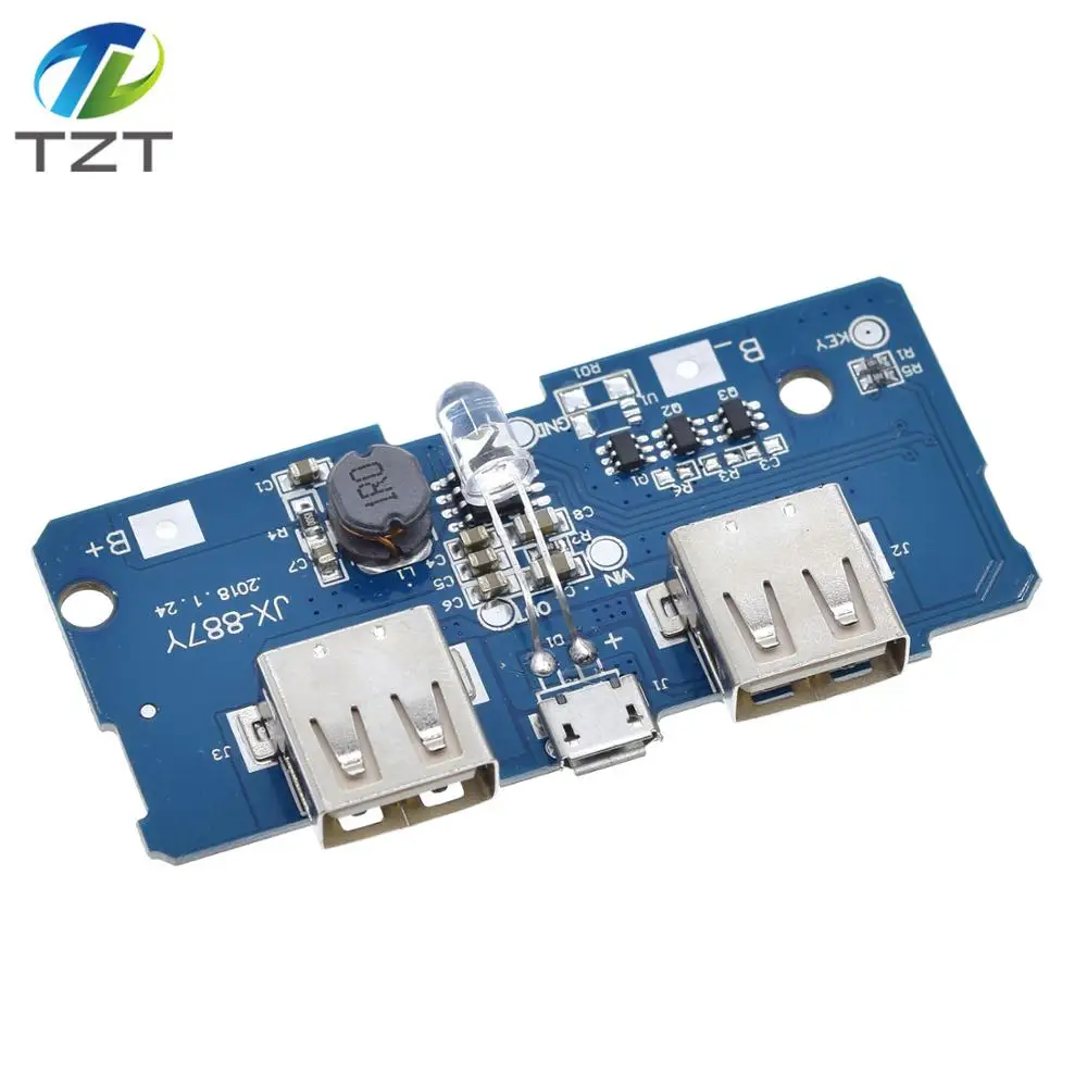 18650 Двойной Micro USB 3,7 V до 5V 2A повышающий Мобильный Внешний аккумулятор DIY 18650 литиевая батарея зарядное устройство печатная плата Повышающий Модуль со светодиодом