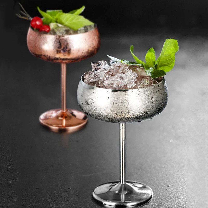 

1Pcs Luxury 304 Stainless Steel Cocktail Glass Cocktail Juice Drink Champagne Goblet Party Barware Kitchen Tools Rose Gold