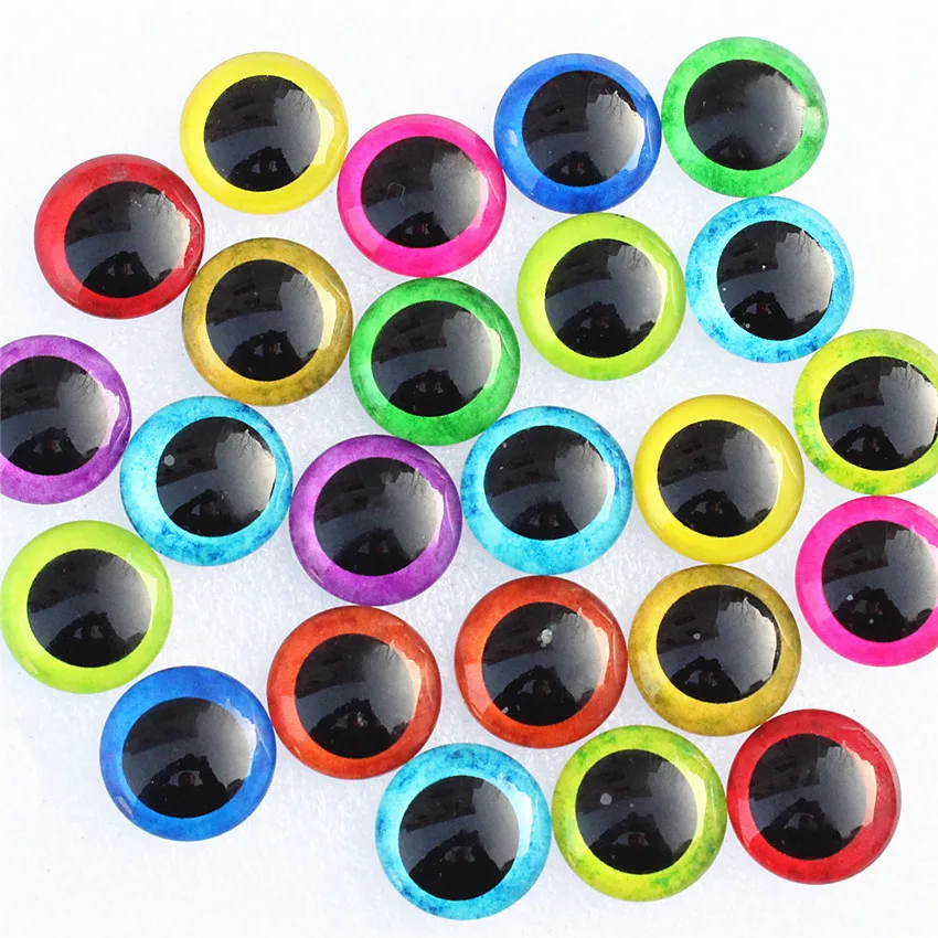 

12mm 20mm Random Mixed Dragon Cats Eyes Pattern Round Glass Cabochon Flatback Photo Base DIY Jewelry Making Accessory By Pair
