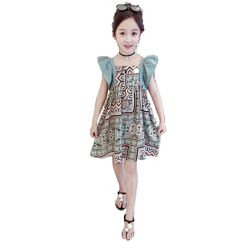 

Girls' dress summer dress 2020 new national style children's dress middle and big children's sling princess kid clothes girls