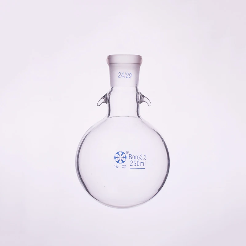 Single standard mouth round-bottomed flask,With hook up,Capacity 250ml and joint 24/29,Single neck round flask