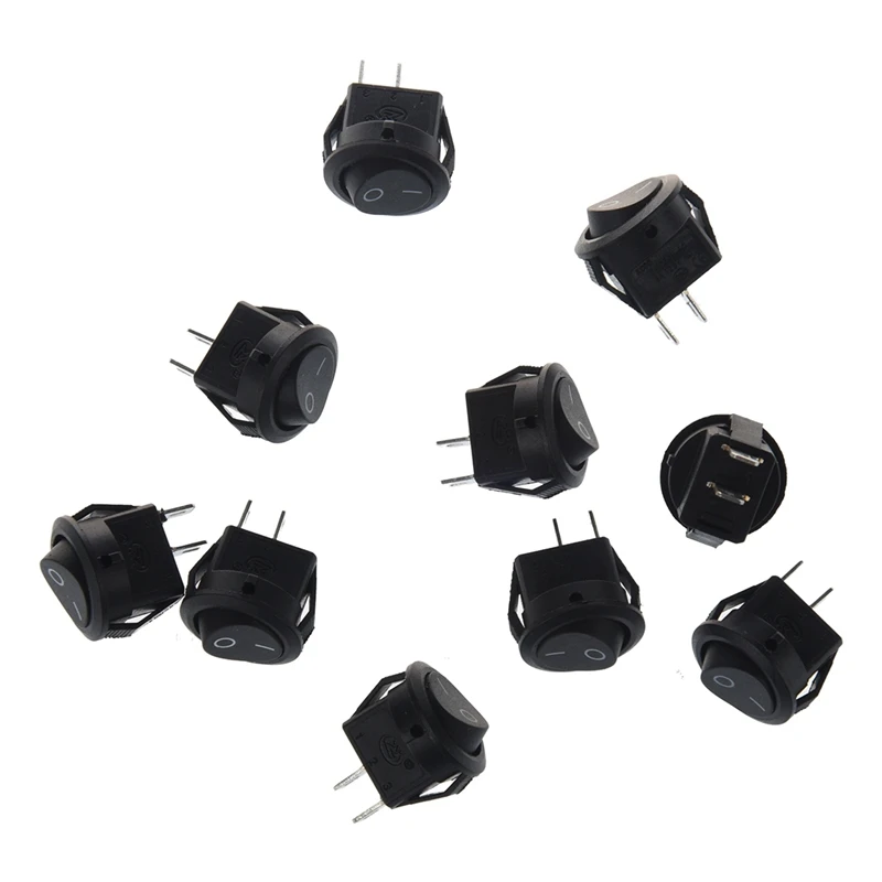 10pcsx AC 3A/250V 6A/125V ВКЛ-ВЫКЛ I/O SPST 2 кнопки Pin в круглый лодка кулисный переключатель &amp 5