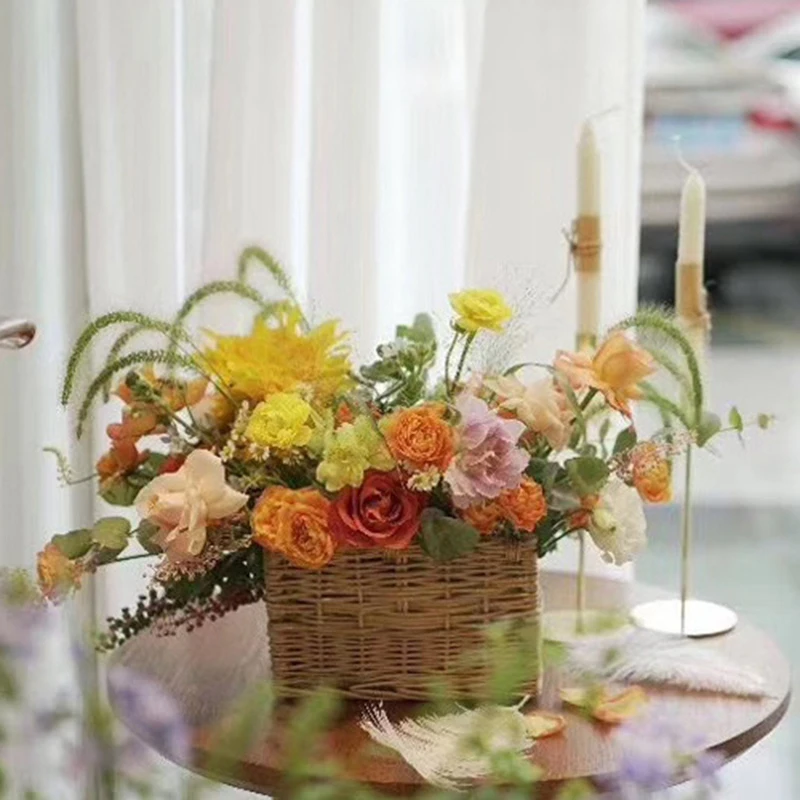 

Handwoven Basket Plant Flower Pot Natural Straw Woven Desktop Storage Baskets for Garden Flower Vase Home Decoration