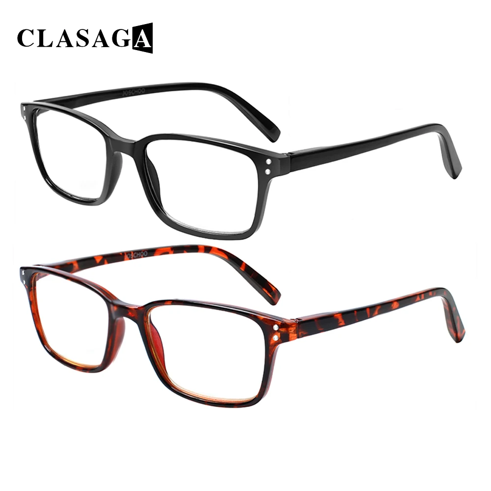 

CLASAGA Spring Hinge Blue Light Blocking Reading Glasses Classic Rectangular Frame Men and Women Computer Eyeglasses 0~400