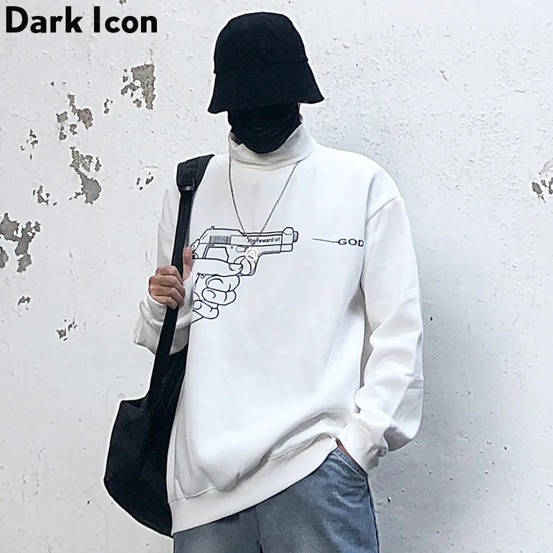 Мужская водолазка с принтом темного икона пистолета новинка 2019 пуловер