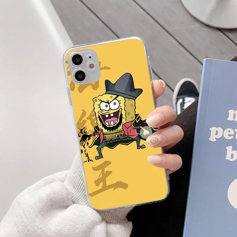 

YNDFCNB Sponge King Phone Case For iphone11 12 Pro Max SE 2020 6s 7 8 Plus X Xs Max Xr Transparent Soft Silicone Cover