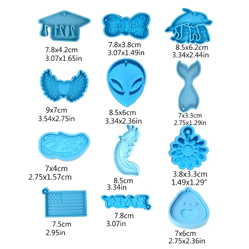 

Y1UE Keychain Epoxy Resin Mold Pendants Silicone Mould DIY Crafts Jewelry Casting Tools